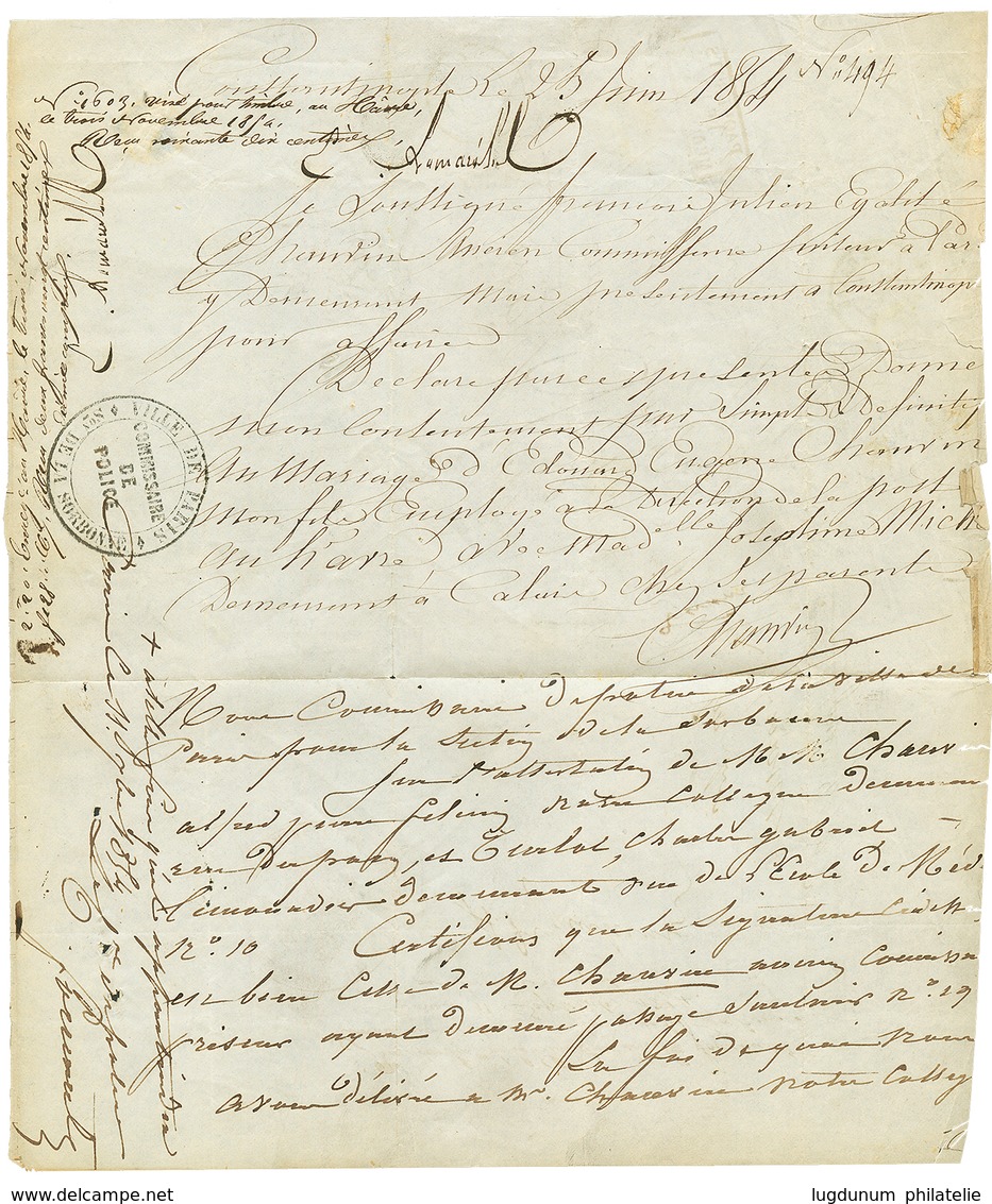 1854 Cachet CAIRE + Taxe 10 Sur Lettre Avec Texte De CONSTANTINOPLE Pour La FRANCE. TB. - Posta Marittima