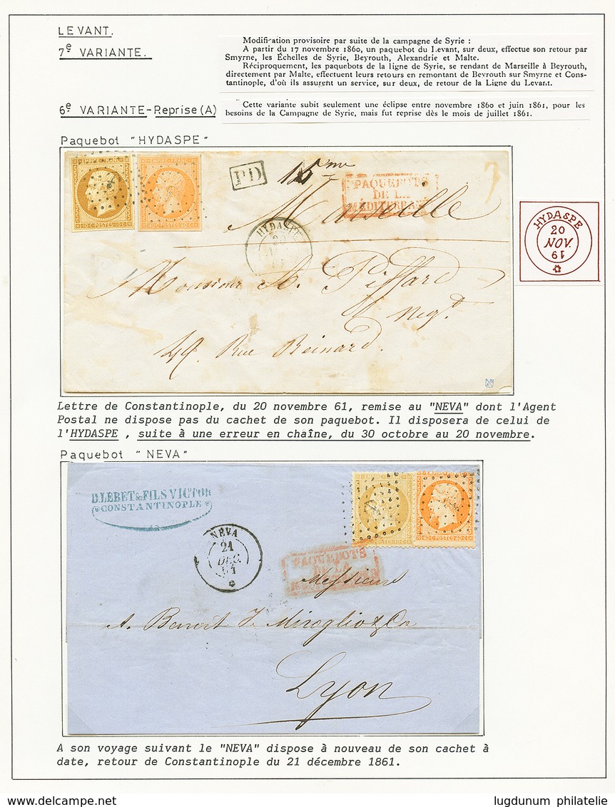 PAQUEBOTS DE LA MEDITERRANEE - Collection De 8 Lettres Montées Sur Feuilles D' Expositions. Paquebot EGYPTUS, SIMOIS, HY - Correo Marítimo