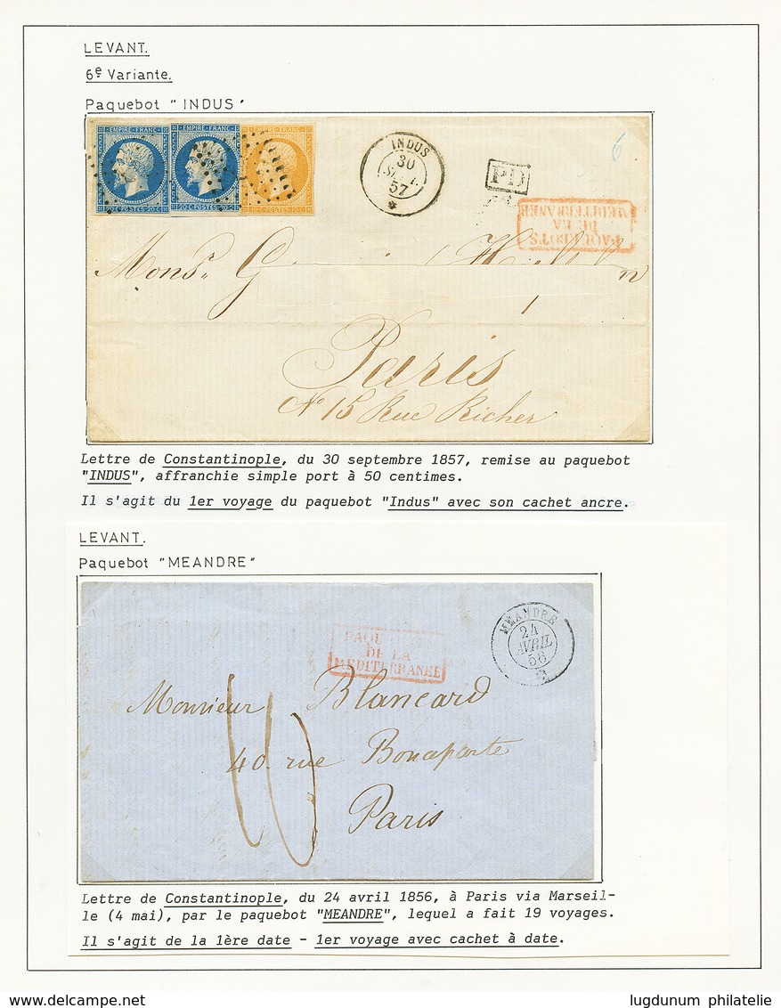 PAQUEBOTS DE LA MEDITERRANEE - Collection De 8 Lettres Montées Sur Feuilles D' Expositions. Paquebot EGYPTUS, SIMOIS, HY - Poste Maritime