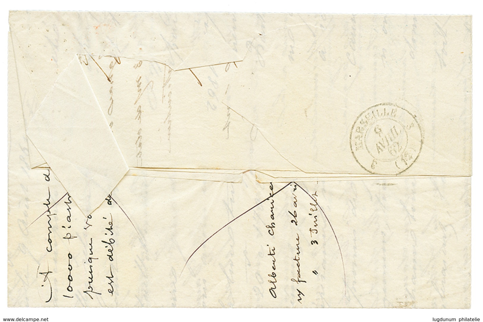 1862 10c(n°13) Pd+ 40c(n°16) Obl. ANCRE + MERSEY 24 Mars 62 Sur Lettre De CONSTANTINOPLE. TTB. - Poste Maritime