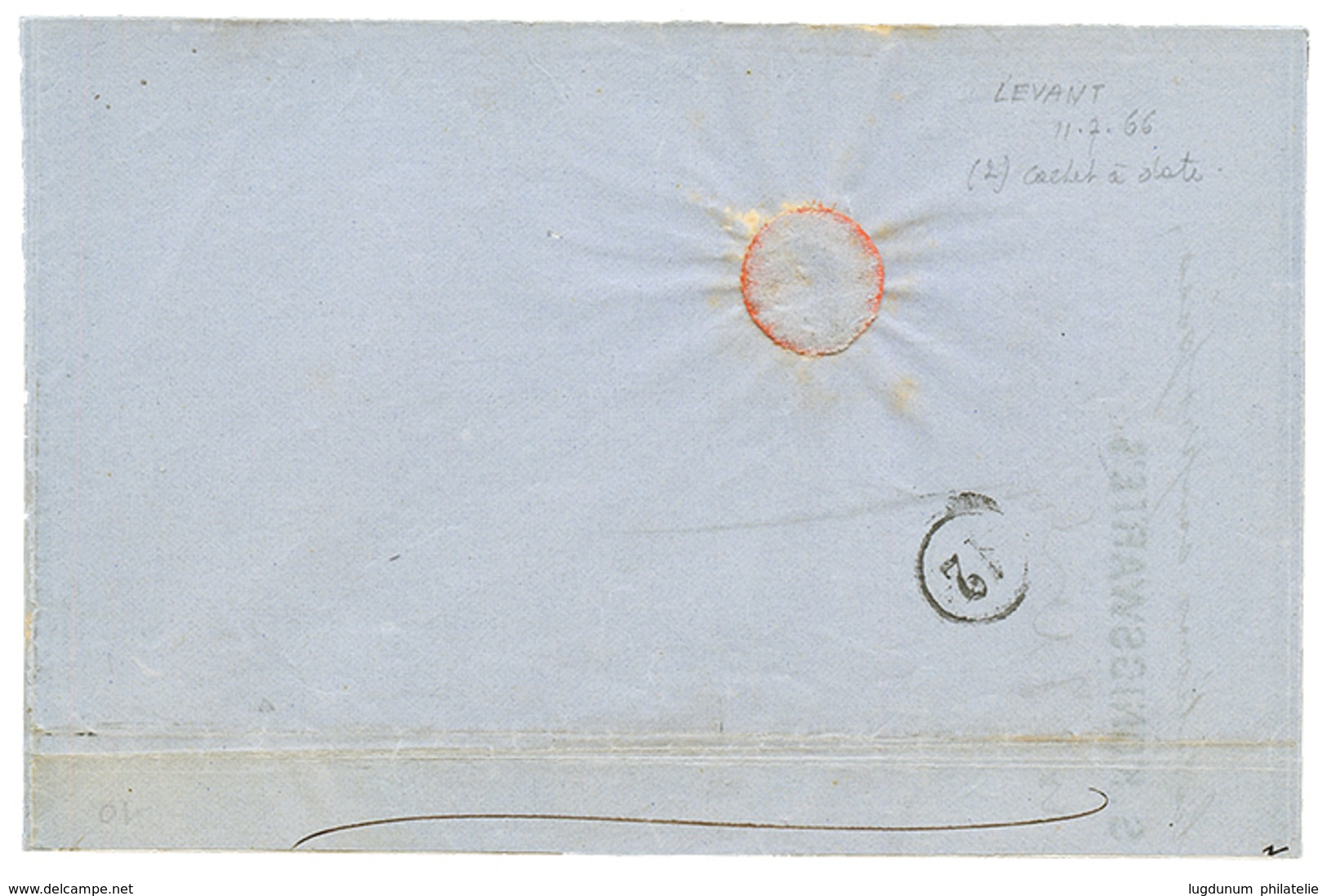 40c(n°23) Obl. Cachet INDUS 11 JUIN 66 Sur Lettre (recto + Verso Collé Sur Un Carton) Pour LYON. RARE. TB. - Poste Maritime