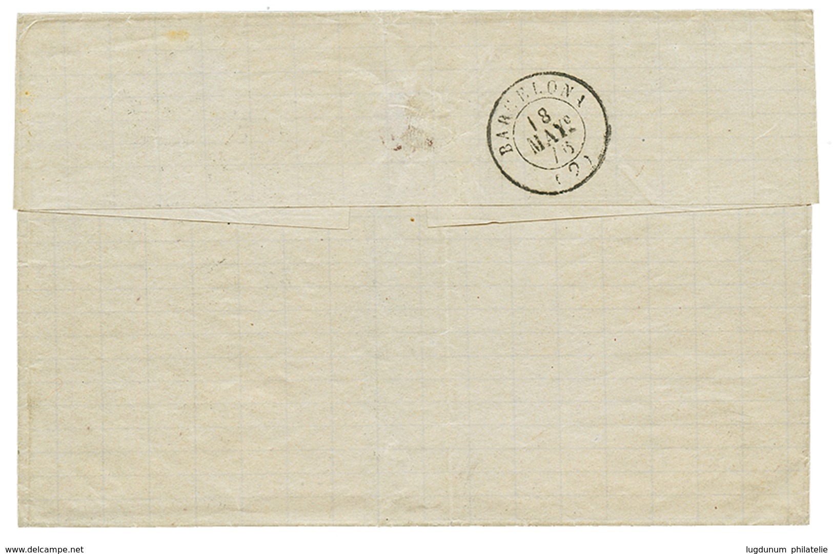 1876 30c CERES Obl. ADMON DE CAMBIO BARCELONA Sur Lettre De MARSEILLE Pour VALENCIA. TB. - Poste Maritime