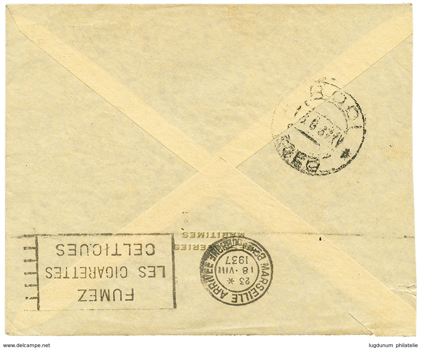 1937 5c(x2) + 10c+ 15c+ 30c Obl. PAQUEBOT LAMARTINE Sur Enveloppe De RHODES Pour MARSEILLE. TTB. - Maritieme Post