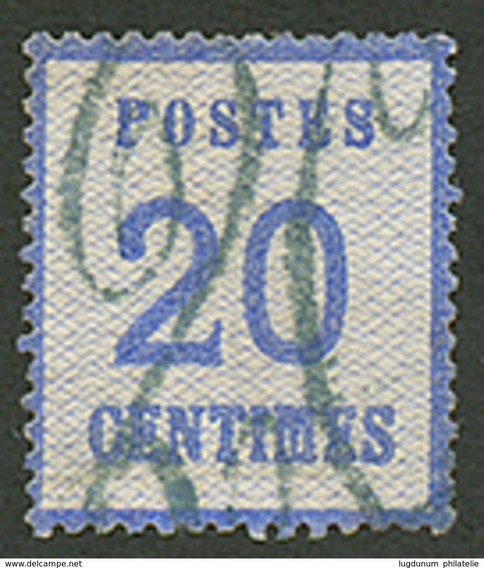 ALSACE LORRAINE - 20c Obl. Cachet Taxe 20 En Bleu. Trés Rare Sur Timbre. Signet JAMET. Superbe. - Autres & Non Classés