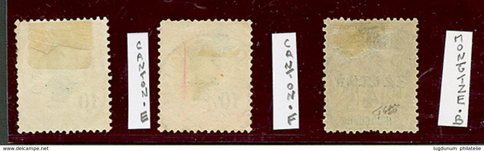 CHINE Bureau Annexes (suboffices) : Ensemble De 3 Timbres Avec Oblitérations CANTON F, CANTON E Et MONGTZE B. RARE. TB. - Autres & Non Classés