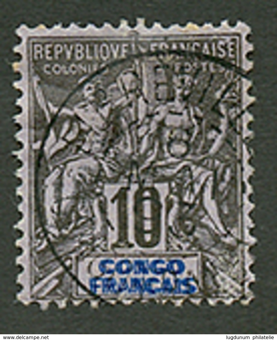 CONGO : 10c (n°16a) Variété "CONGO FRANCAIS En Double" Obl. Cote 800€. Signé SCHELLER. TTB. - Autres & Non Classés