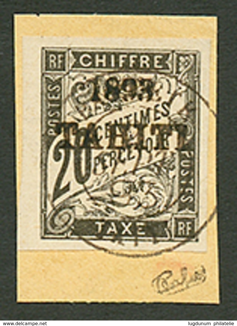 TAHITI : N°21 Oblitéré Sur Fragment. Cote 650€. Signé CALVES. Superbe. - Otros & Sin Clasificación