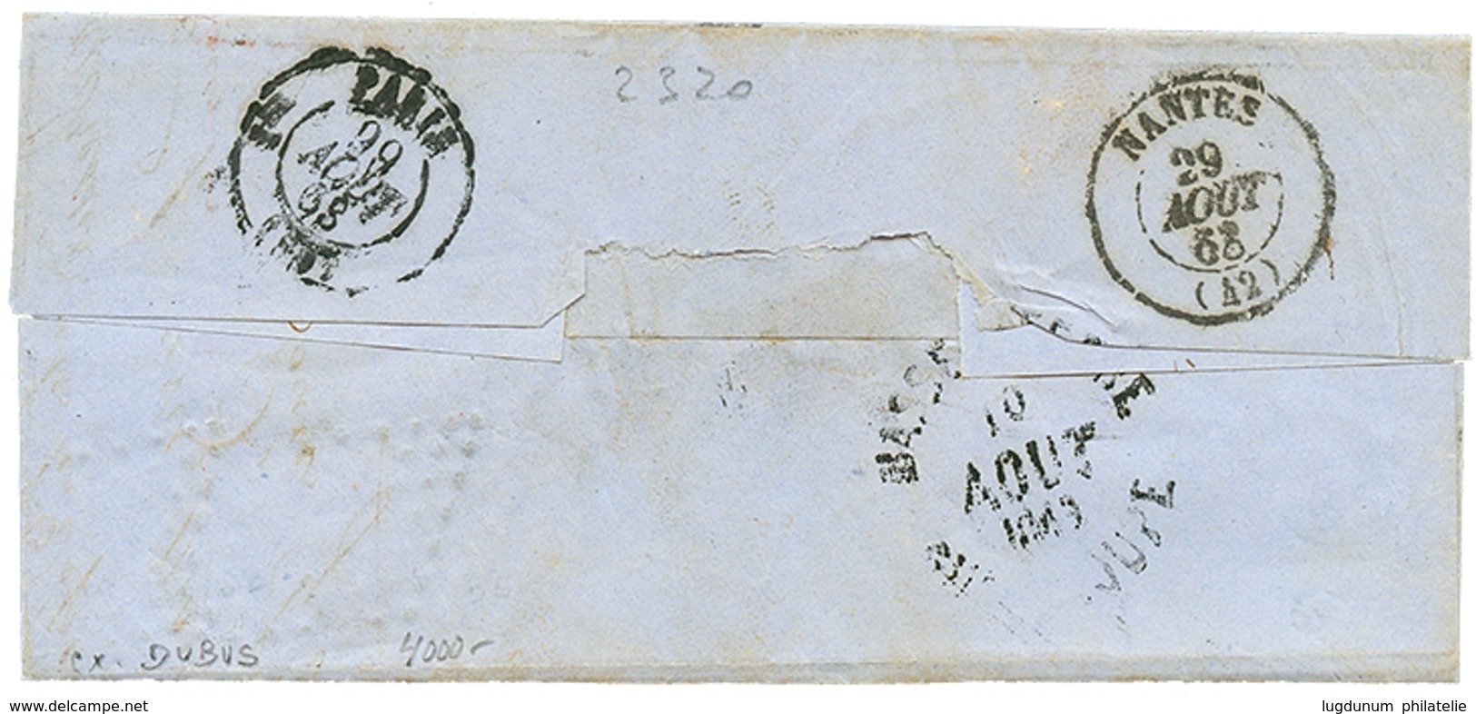 GUADELOUPE : 1863 AIGLE 10c + 40c Losange Type Spécial Sur Lettre Avec Texte Pour NANTES. TB. - Autres & Non Classés