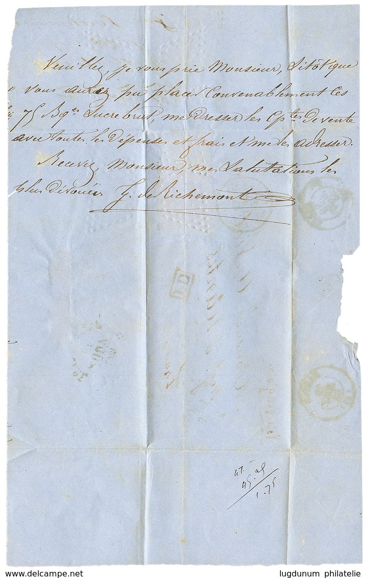 GUADELOUPE : 1863 AIGLE 10c + 40c Losange Type Spécial Sur Lettre Avec Texte Pour NANTES. TB. - Andere & Zonder Classificatie