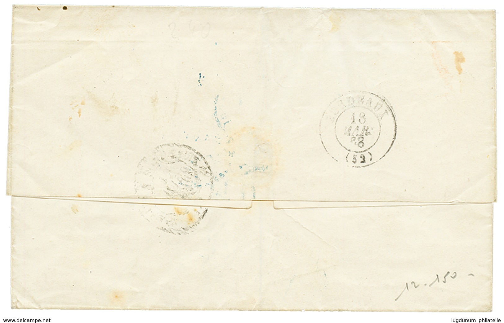 GUADELOUPE : 1868 AIGLE 20c + 40c(x3) Sur Lettre De BASSE-TERRE Pour BORDEAUX. Affrt Rare. TTB. - Otros & Sin Clasificación