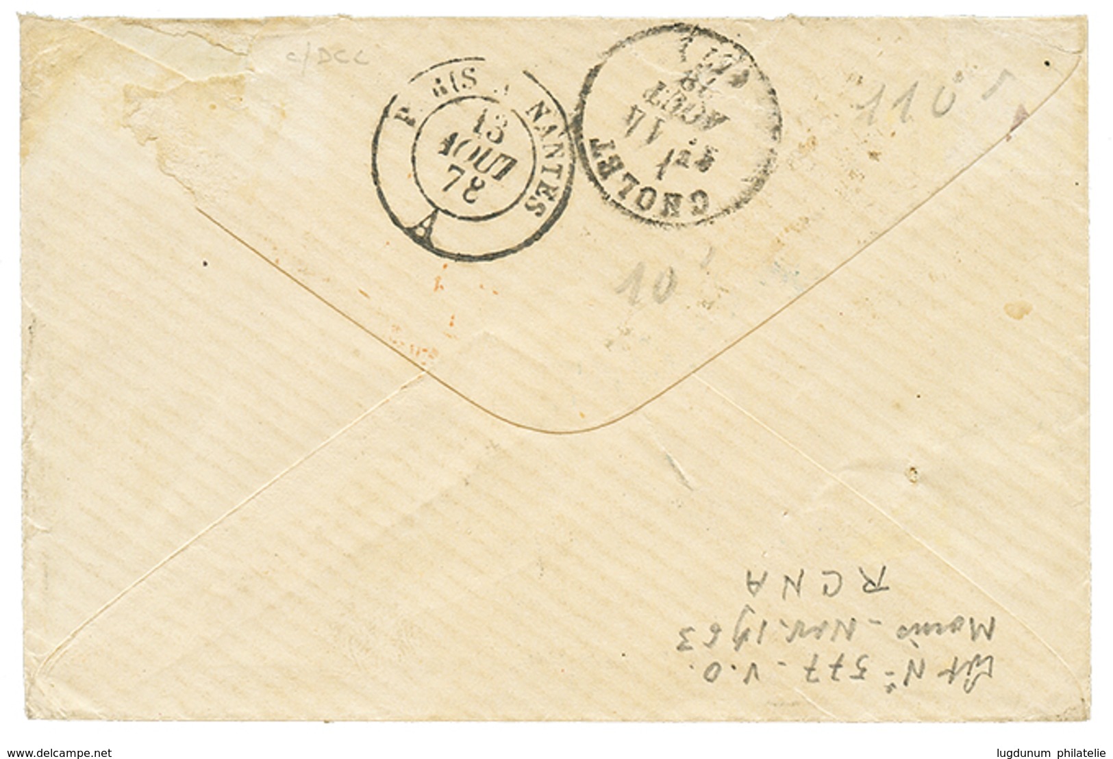 1878 CG 5c CERES + 30c CERES Obl. PAQ.ANG POINTE A PITRE Sur Lettre Pour La FRANCE. TTB. - Otros & Sin Clasificación