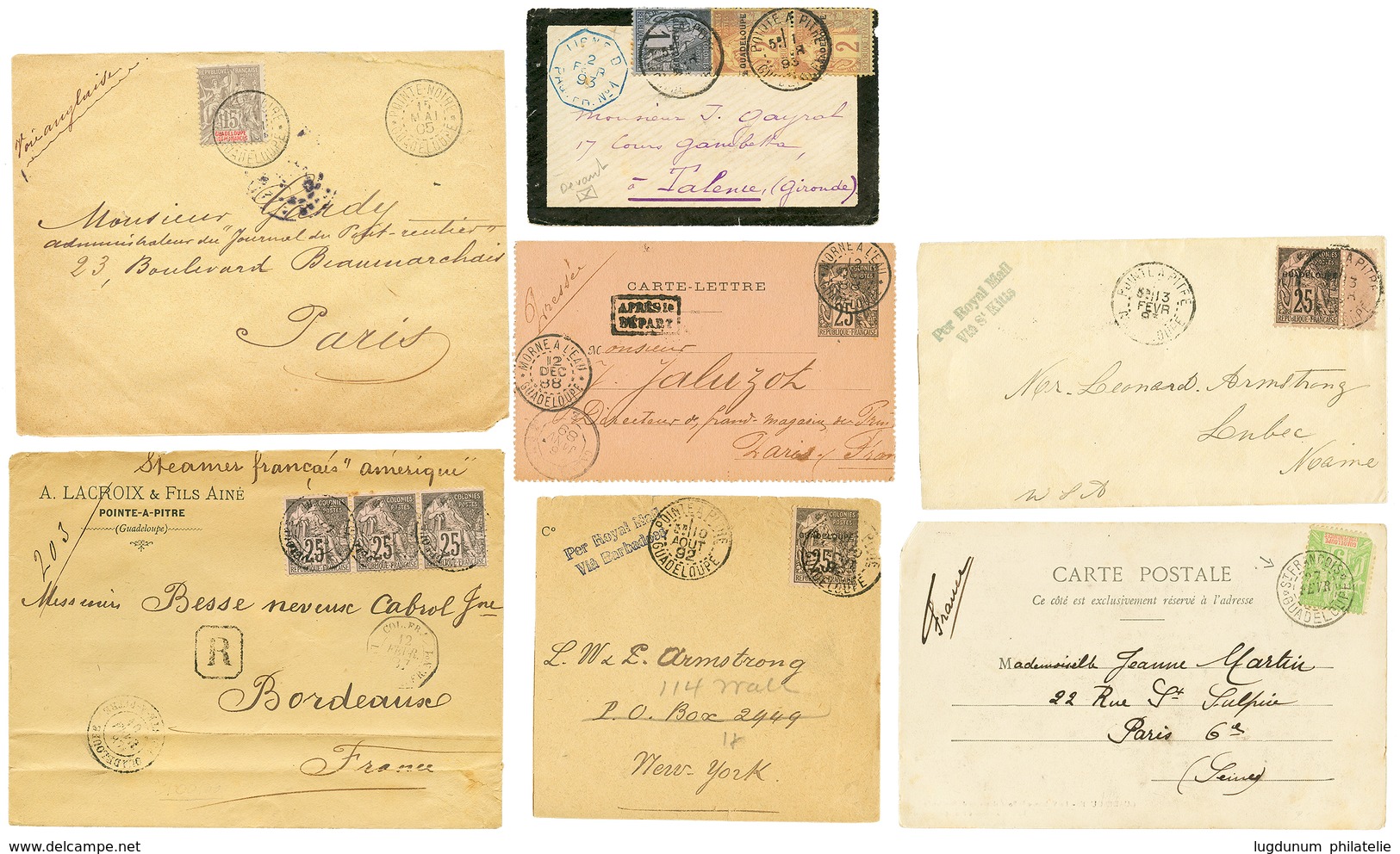 1887/1905 Lot De 6 Lettres + 1 DEVANT Avec TB Oblitérations. A Voir. TB. - Autres & Non Classés