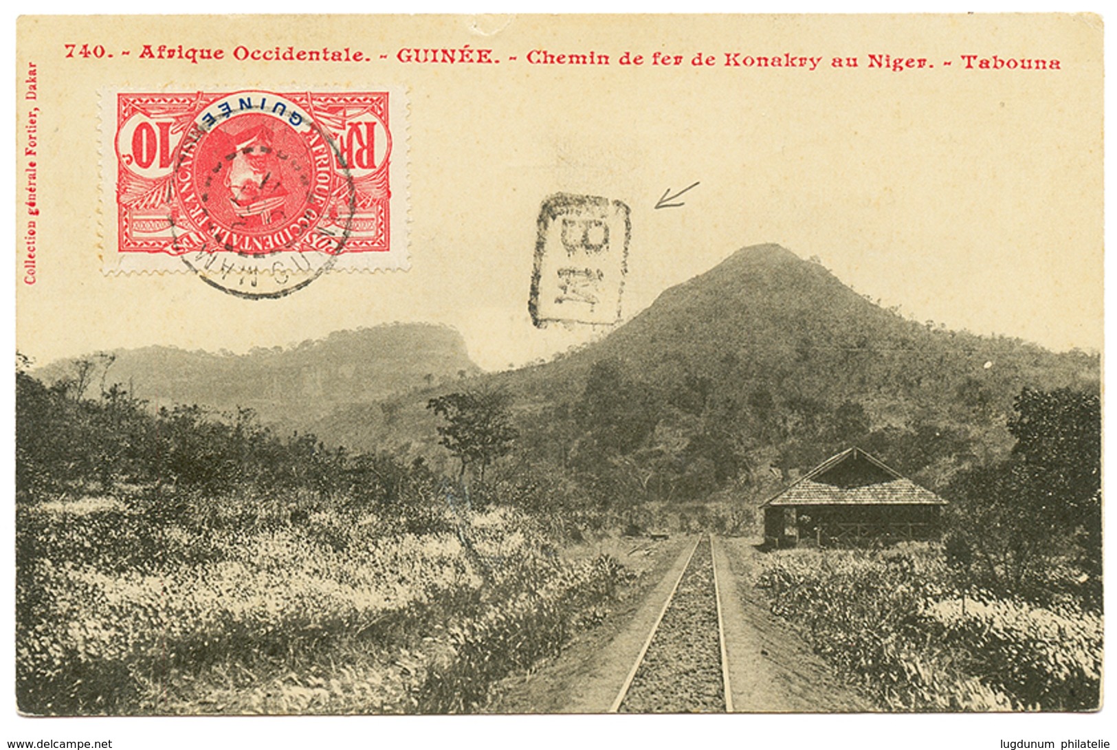 "BOITE MOBILE - MAMOU" : 1911 10c Obl. Cachet Rare MAM(OU) GUINEE + Cachet BM Encadré Sur Carte (Chemin De Fer De KONAKR - Autres & Non Classés