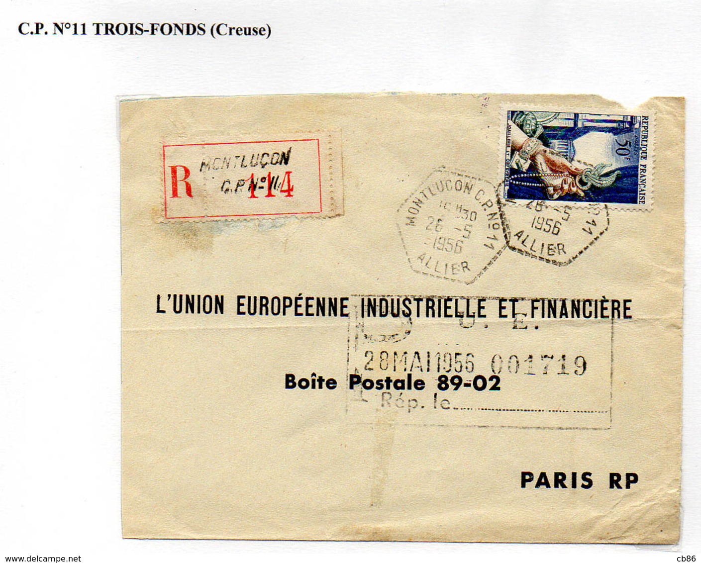 Poste Automobile Rurale De L'Allier Circuit De Montluçon CP N°11 Trois-Fonds (Creuse) - Manual Postmarks