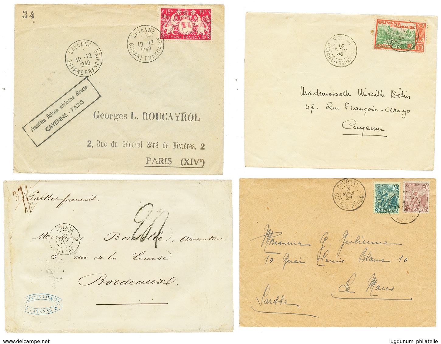 1869 / 1951 Lot De 10 Lettres ( Dont 2 Devants) De GUYANE. Petits Bureaux, TAXES. TB. - Autres & Non Classés