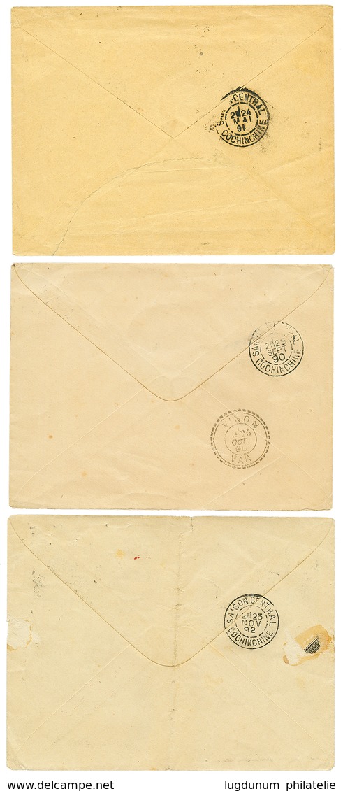 1890 / 92 Lot De 3 Lettres Avec COLONIES GENERALES Obl. LONGXUYEN, BENTRE, CAP SAINT JACQUES. TB. - Otros & Sin Clasificación