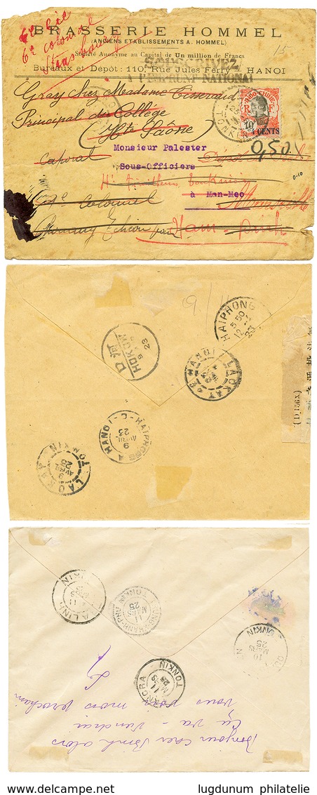 TONKIN : 1920/23 Lot De 3 Lettres Avec Nombreuses Réexpéditions. TB. - Andere & Zonder Classificatie