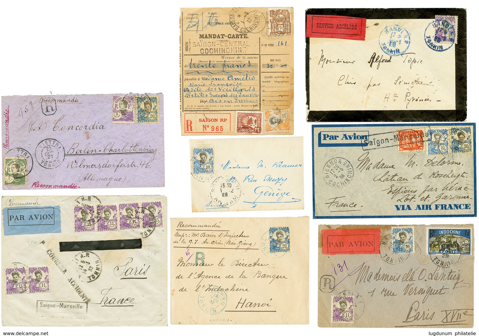 TONKIN - ANNAMITES: 1924/39 Lot De 31 Lettres (CHARGE, RECOM, POSTE AERIENNE, Petits Bureaux ...). TTB. - Otros & Sin Clasificación