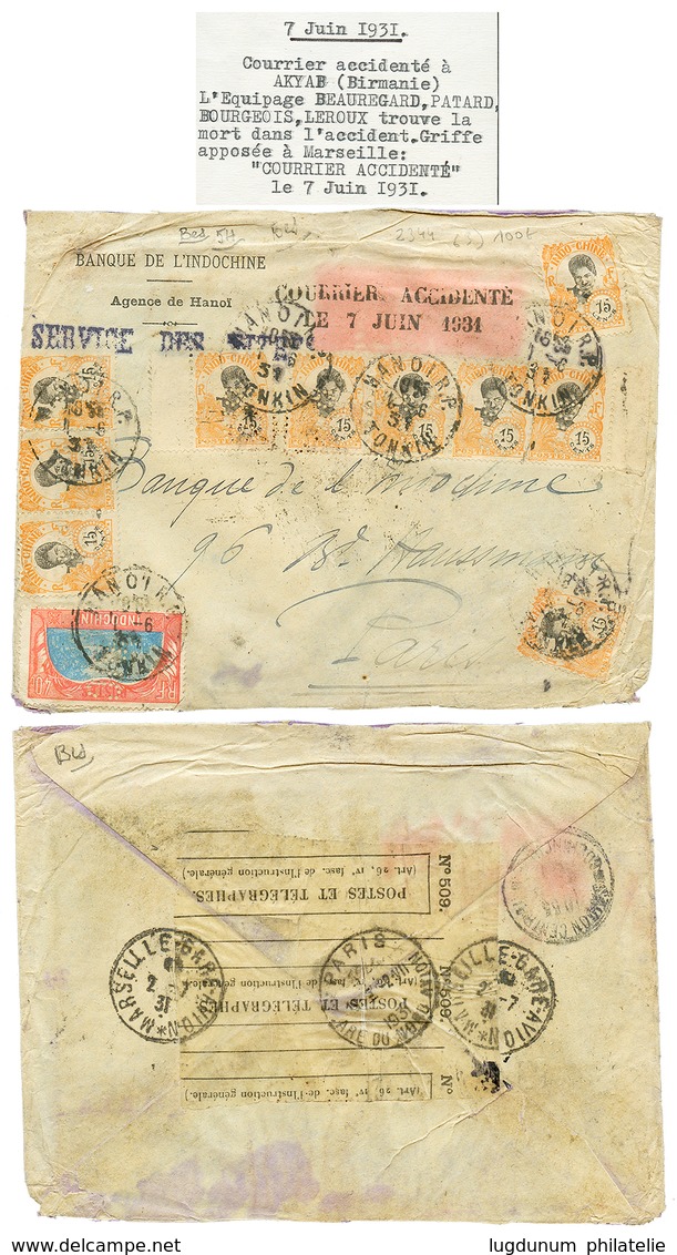 TONKIN - POSTE AERIENNE : 1929/31 Lot De 6 Lettres Dont Courrier ACCIDENTE à AKYAB BIRMANIE. TB - Autres & Non Classés