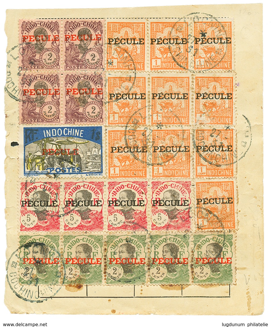 PECULE : 1931 2 P(x4)+ 1c(x10)+ 2c(x5)+ 5c(x4)+ 1 $ Surchargés PECULE Obl. LOCNIN Sur Feuillet. TB. - Autres & Non Classés