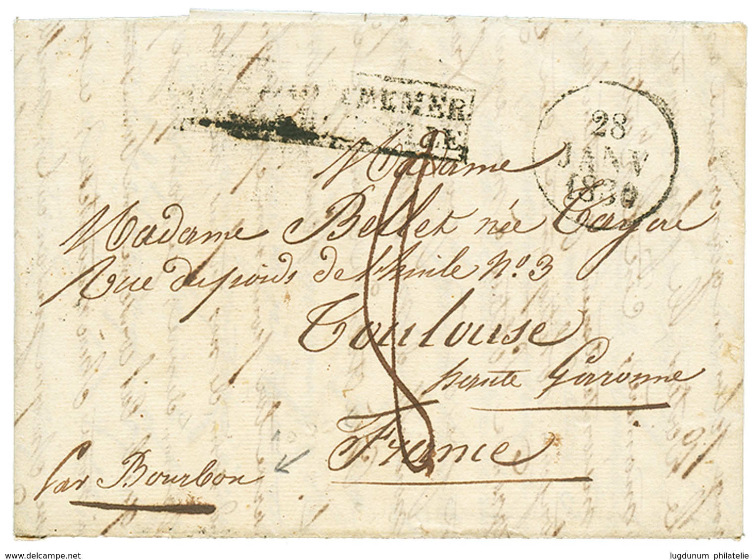 "STE MARIE DE MADAGASCAR" : 1829 Trés Rare Lettre Avec Texte Daté "STE MARIE DE MADAGASCAR 24 Mars 1829" Via BOURBON (RE - Autres & Non Classés