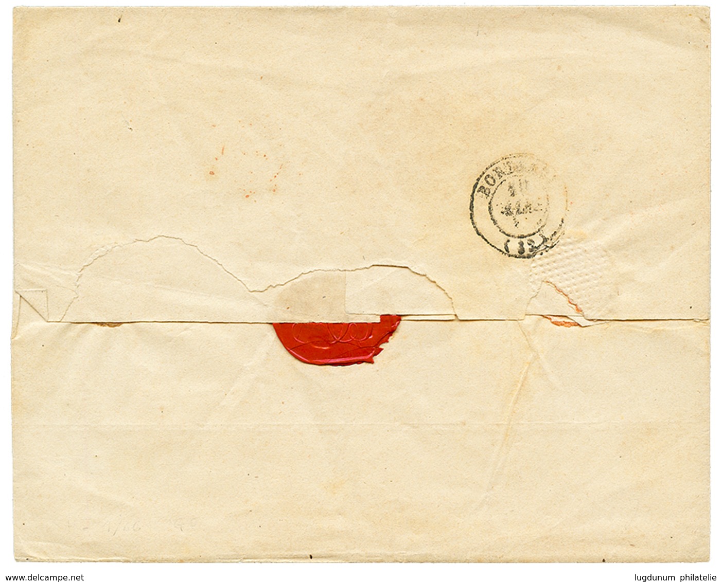 1845 SAINT PIERRE MARTINIQUE En Rouge (rare) + TAxe 15 + OUTRE-MER ROCHEFORT Pour BORDEAUX. TB. - Autres & Non Classés