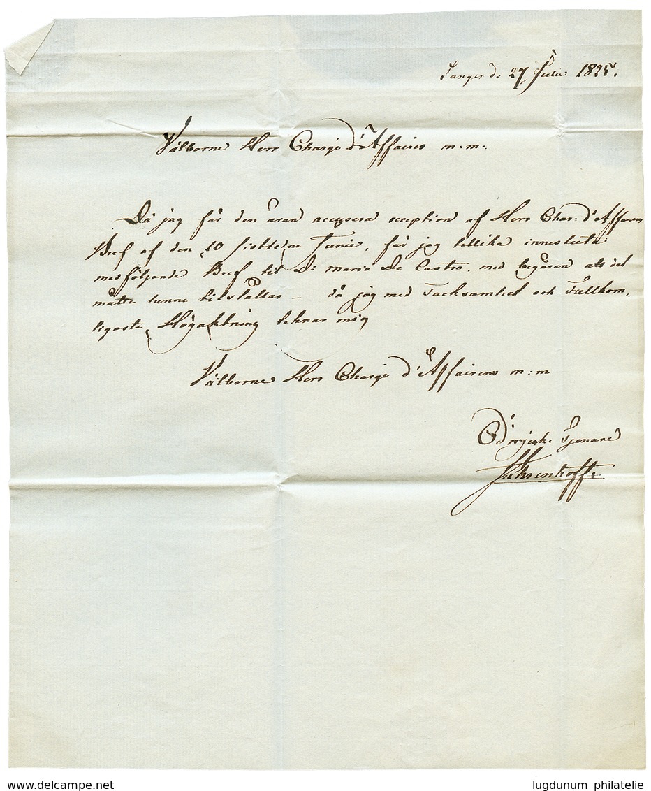 MAROC Via CONSUL De NORVEGE & Et De SUEDE Pour L' ESPAGNE : 1825 Taxe 16 + Cachet Espagnol AND.BAXA Rouge Sur Lettre Ave - Andere & Zonder Classificatie