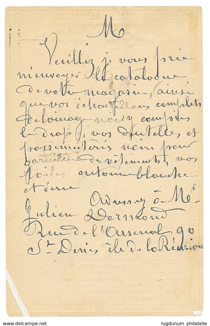 1890 CG 10c Obl. ST DENIS Sur CARTE PRECURSEUR Pour La FRANCE. TB. - Otros & Sin Clasificación