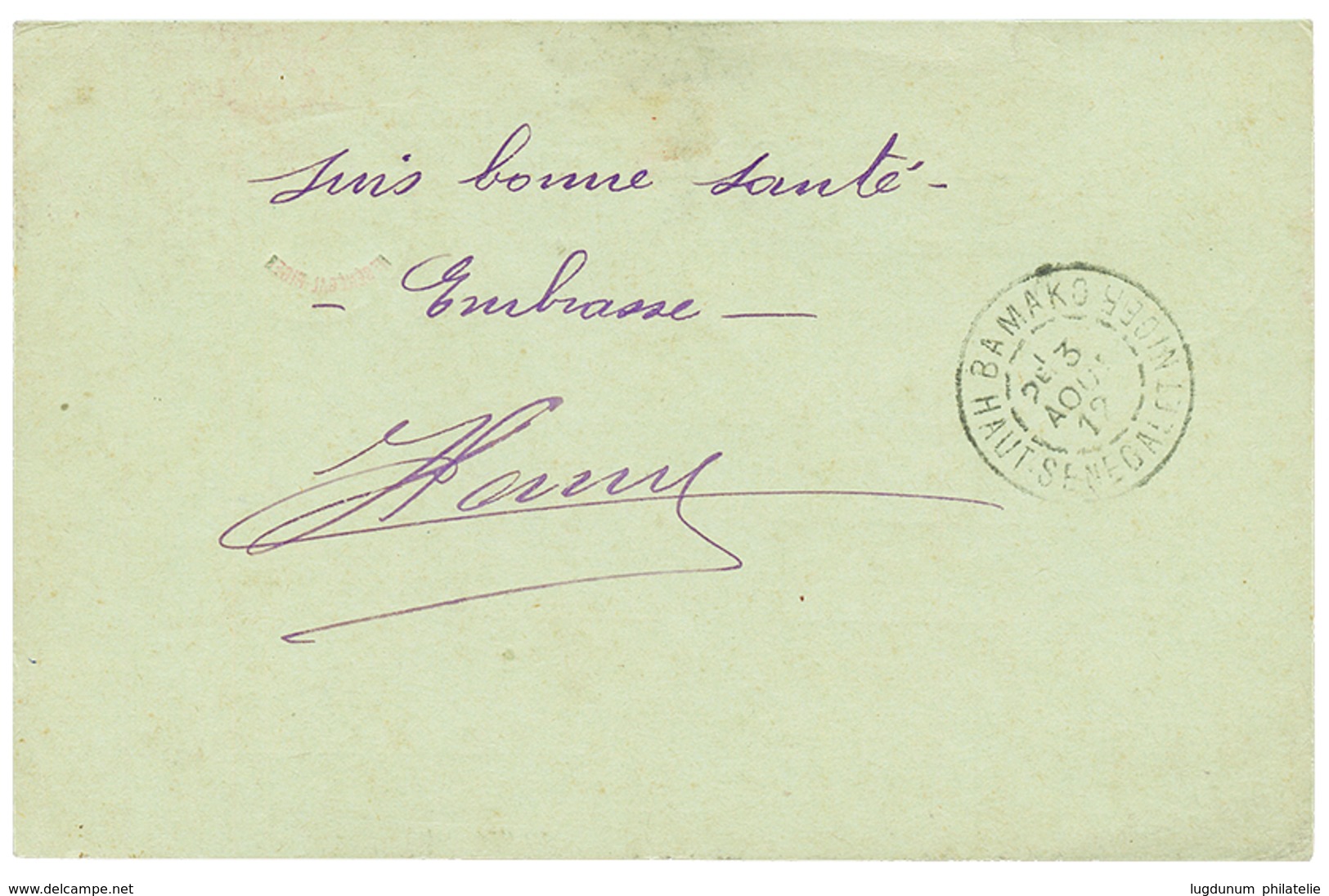 HAUT SENEGAL ET NIGER : 1912 Entier 5c FAIDHERBE Obl. FADA-N-GOURMA Pour La FRANCE. TB. - Otros & Sin Clasificación