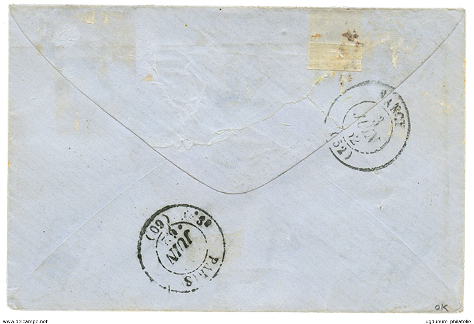 1862 Grand Cachet PAPEITI TAITI + Taxe 9 Sur Enveloppe Pour La FRANCE. RARE. TTB. - Autres & Non Classés