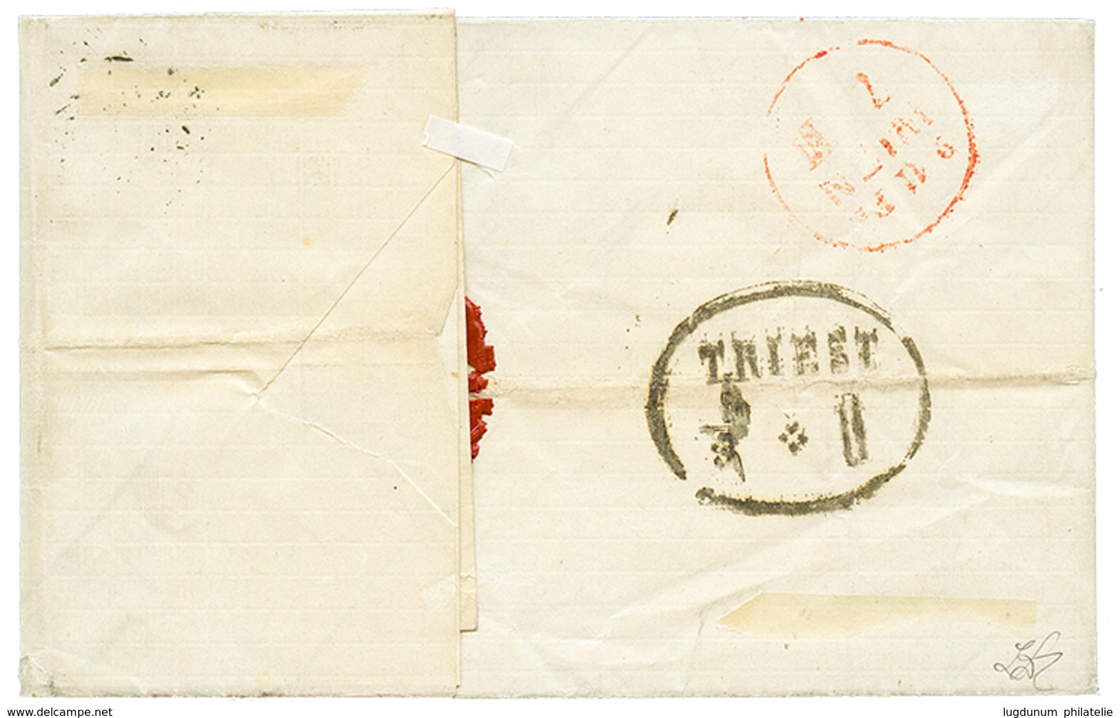 "ALEXANDRIEN " : 1867 "20" Blue Tax Marking + ALEXANDRIEN On Entire Letter Via TRIESTE To WIEN. Vvf. - Oostenrijkse Levant