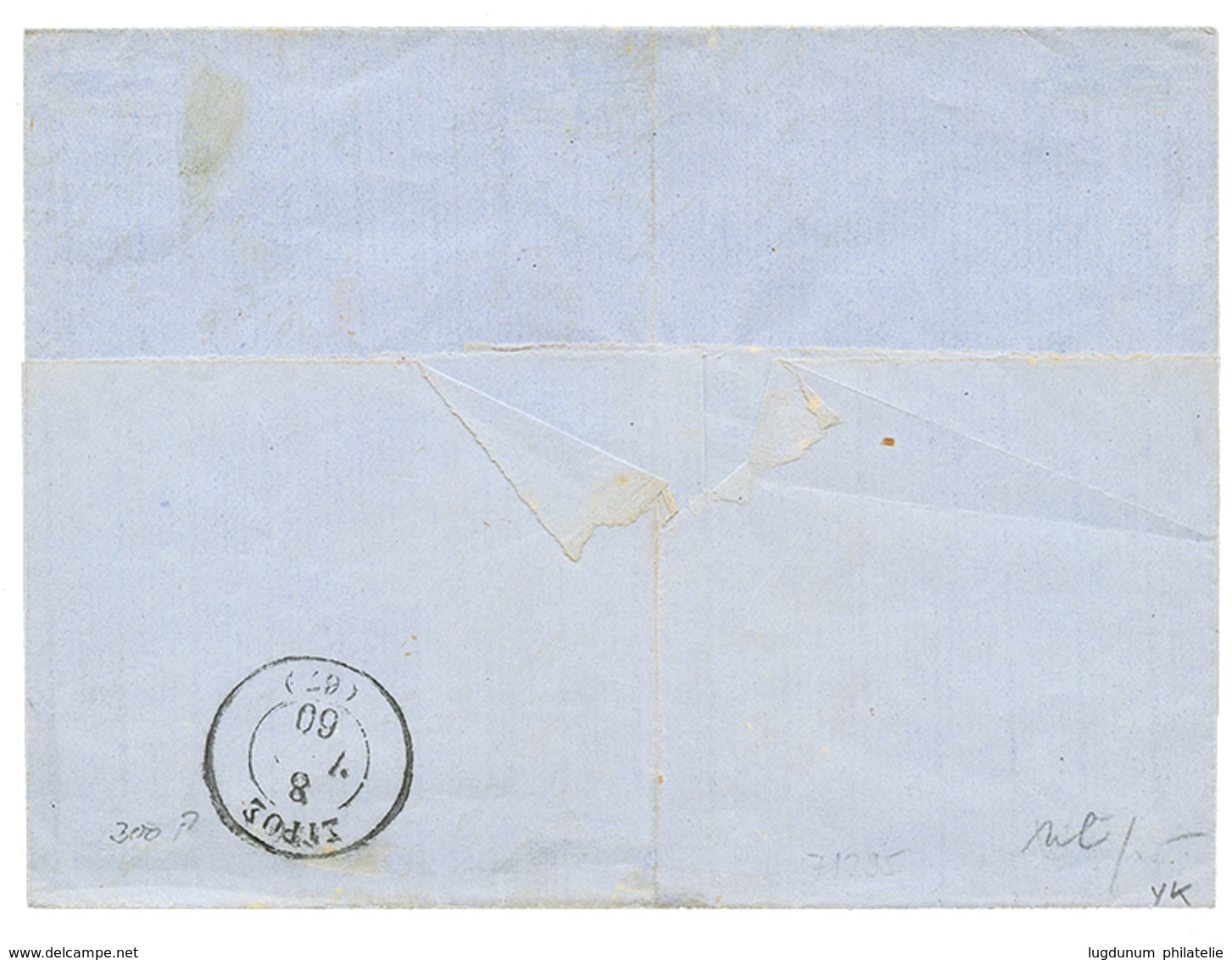 1860 AGENZIA DEL LLOYD AUSTRIACO CANEA On Entire Letter From HANIA To SYROS. Rare. Superb. - Levant Autrichien