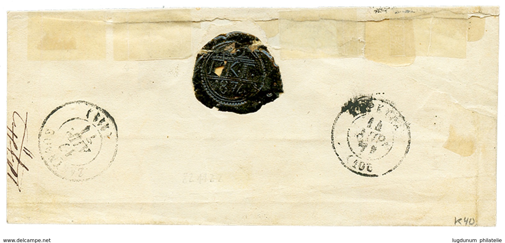 "PREVESA " : 1874 AUSTRIAN LEVANT 10s Canc. PREVESA + GRECE 20l On Cover (fault) To GRECE. Vf. - Oostenrijkse Levant