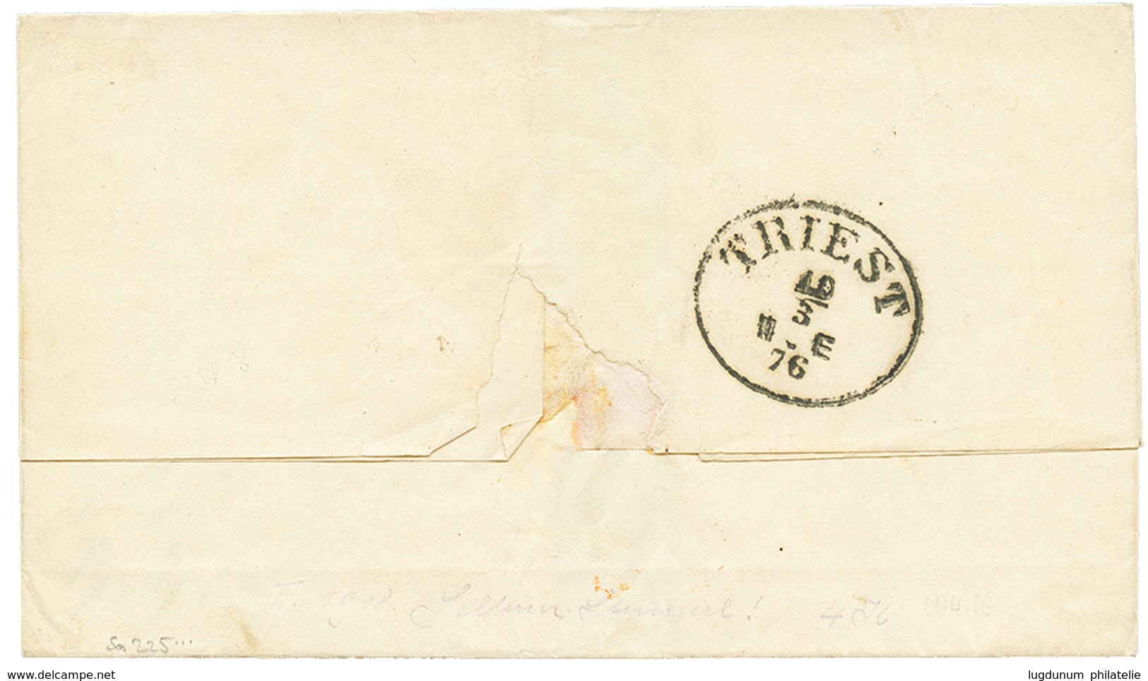 "PREVESA" : 1876 5 Soldi(x2) Canc. PREVESA On Cover To TRIESTE. Vvf. - Levant Autrichien