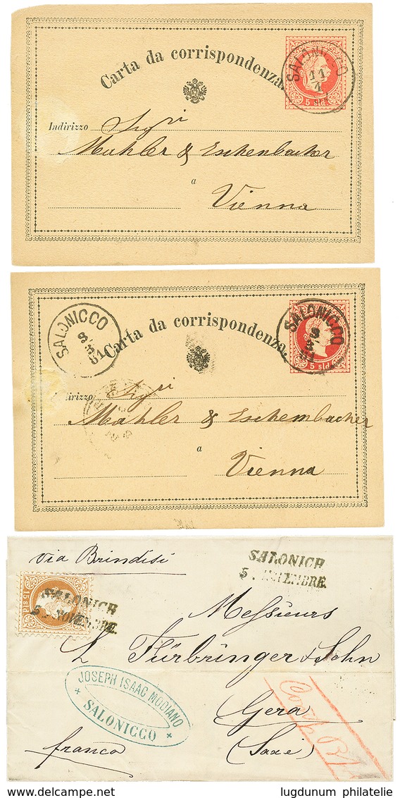 1874/82 Lot 3 Nice Covers From SALONICH. Superb. - Oriente Austriaco