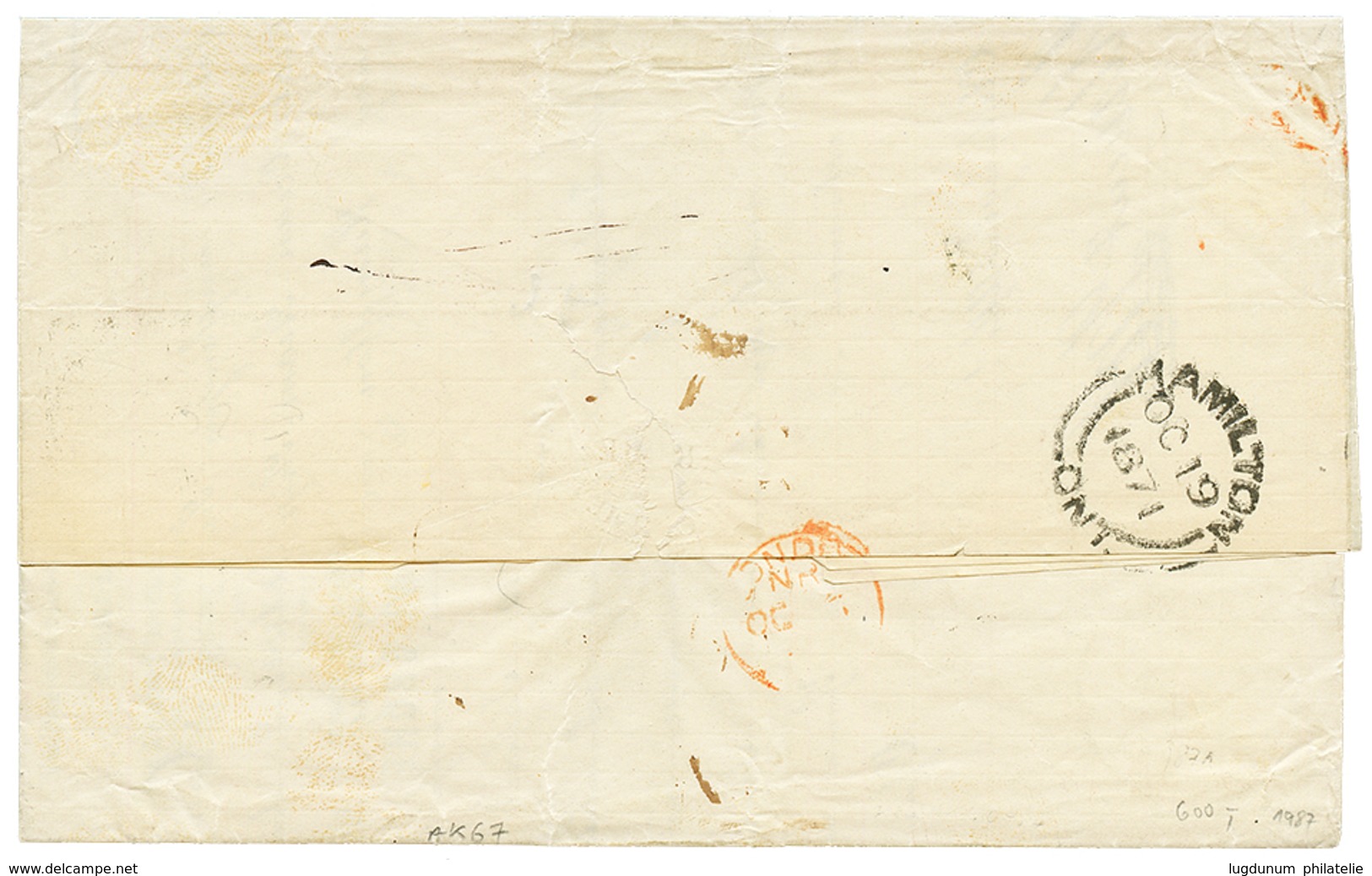 "Destination CANADA" : 1871 "18" Tax Marking + K.B BAHNPOST On Entire Letter With Text FromLUDWIGSHAFEN To HAMILTON (CAN - Otros & Sin Clasificación