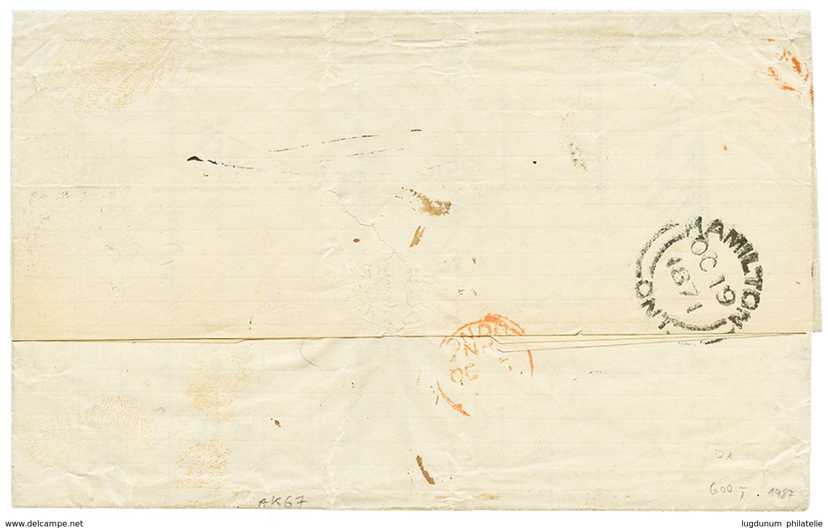 "Destination CANADA" : 1871 "18" Tax Marking + K.B BAHNPOST On Entire Letter With Text FromLUDWIGSHAFEN To HAMILTON (CAN - Autres & Non Classés