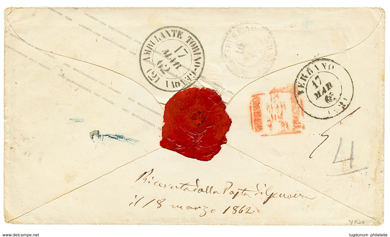 "VERBANO N°2" : 1862 PRUSSIA P./Stat3sgr + 2sgr (postal Stationery Cut) Canc. BERLIN + AFFR. INSUF. + "6" Tax Marking To - Autres & Non Classés