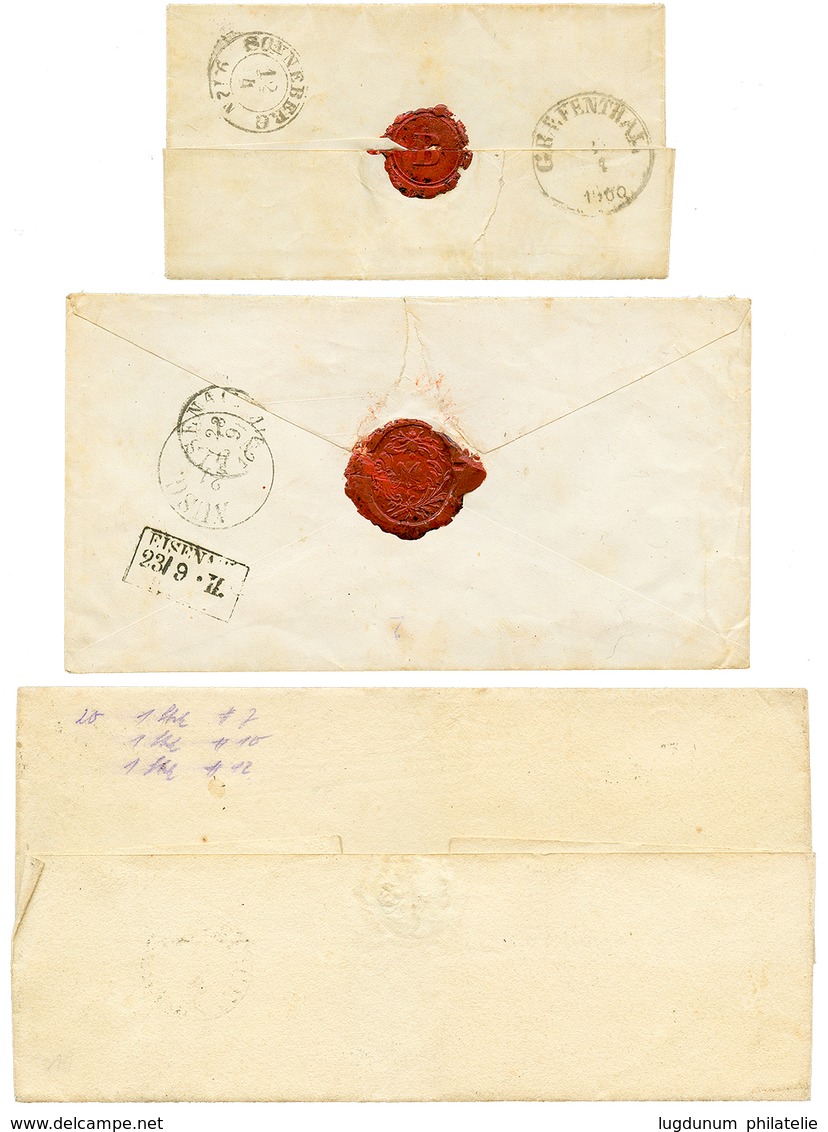 THURN U. TAXIS : 1855/60 Lot 3 Covers With Nice Franking From MEININGEN(x2) And DARMSTADT. Vf. - Autres & Non Classés