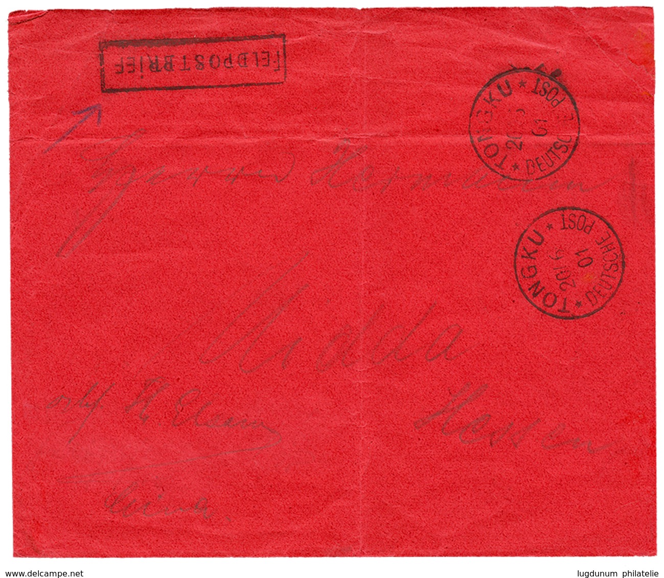 1901 Boxed FELDPOSTBRIEF (rare Type) + TONGKU DEUTSCHE POST On Cover (small Fault) To GERMANY. Vf. - Chine (bureaux)
