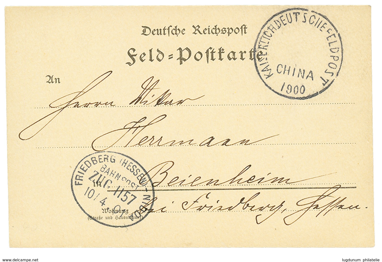 1901 KAISERLICH.DEUTSCHE FELDPOST CHINA 1900 On Military Card To GERMANY. Scarce. Vvf. - Chine (bureaux)