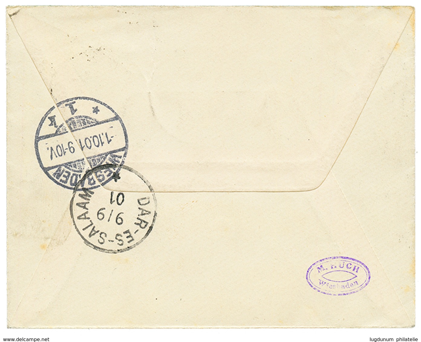 1901 10pf + 20pf Canc. BAGAMOYO On REGISTERED Envelope To WIESBADEN Superb. - Afrique Orientale