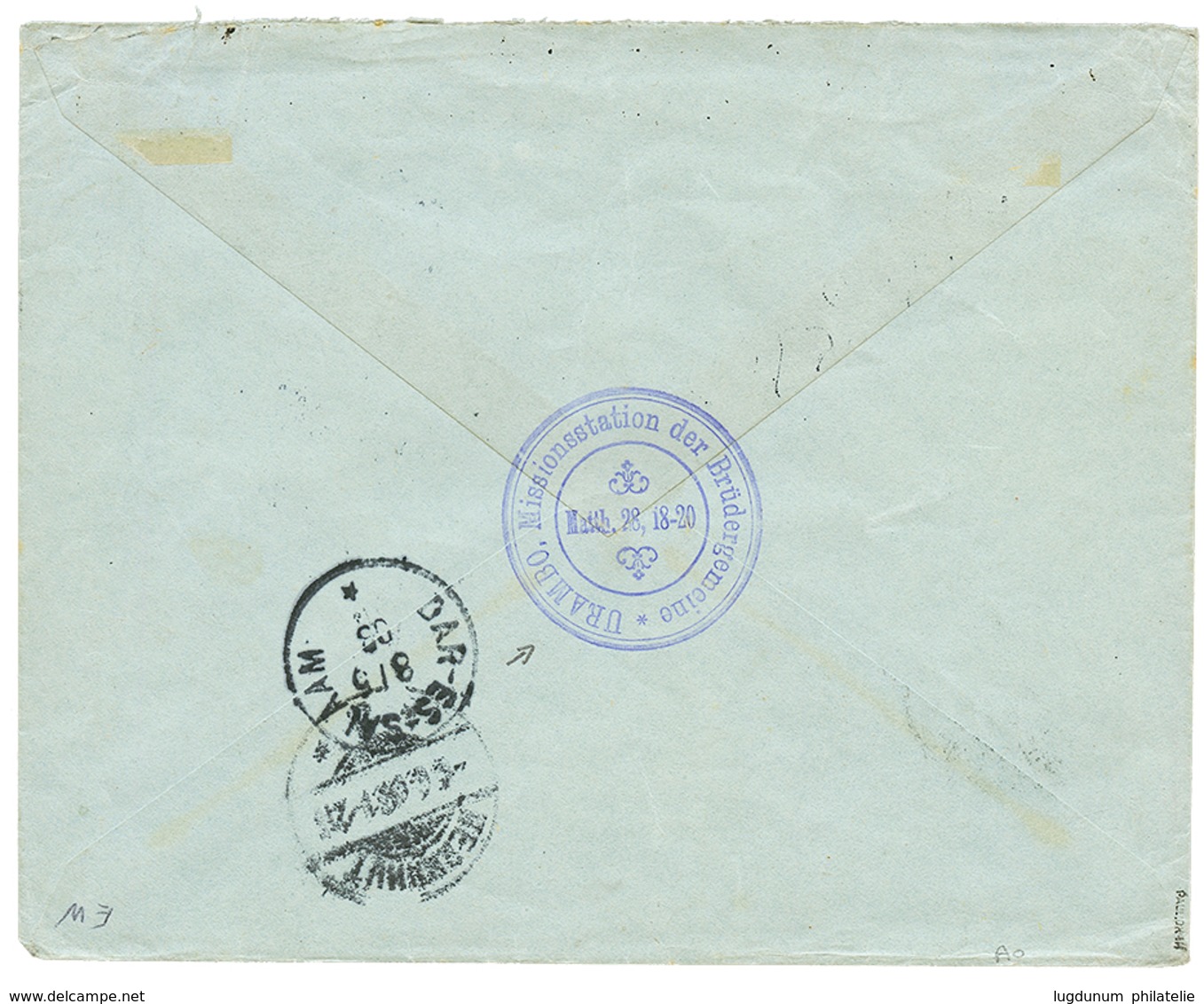 "URAMBO MISSION STATION" : 1903 5p Canc. TABORA On Envelope To GERMANY. Verso, Superb Cachet URAMBO MISSIONSTATION DER B - Afrique Orientale