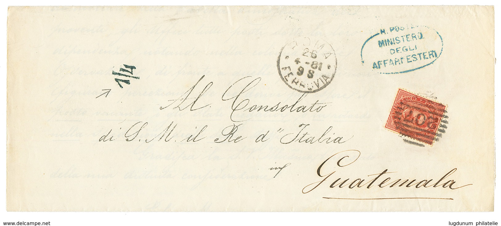 "PRINTED MATTER Rate To GUATEMALA" : 1881 10c Canc. 207 + ROMA On Complete PRINTED MATTER To GUATEMALA. Recto, Rare Arri - Non Classés