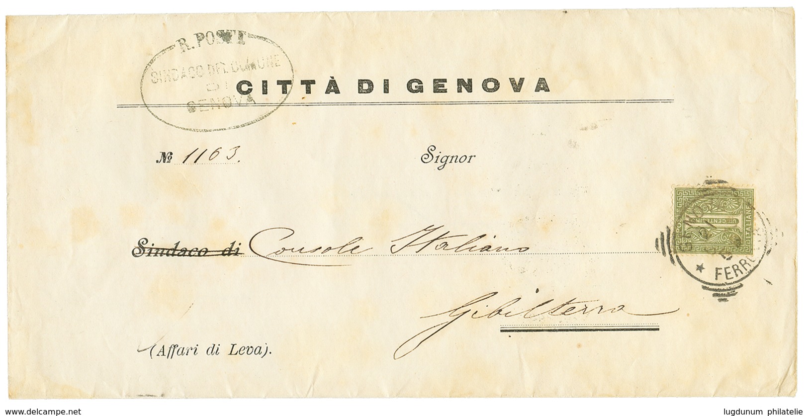 "PRINTED MATTER Rate To GIBRALTAR " : 1893 1c Canc. GENOVA On Complete PRINTED MATTER To GIBRALTAR With Arrival Cachet O - Non Classés