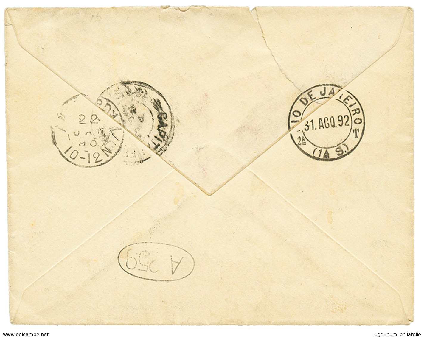 1892 NETHERLANDS 5c On Envelope(small Tear) To RIO DE JANEIRO Redirected With BRAZIL 100R. Nice Combination. Vvf. - Otros & Sin Clasificación