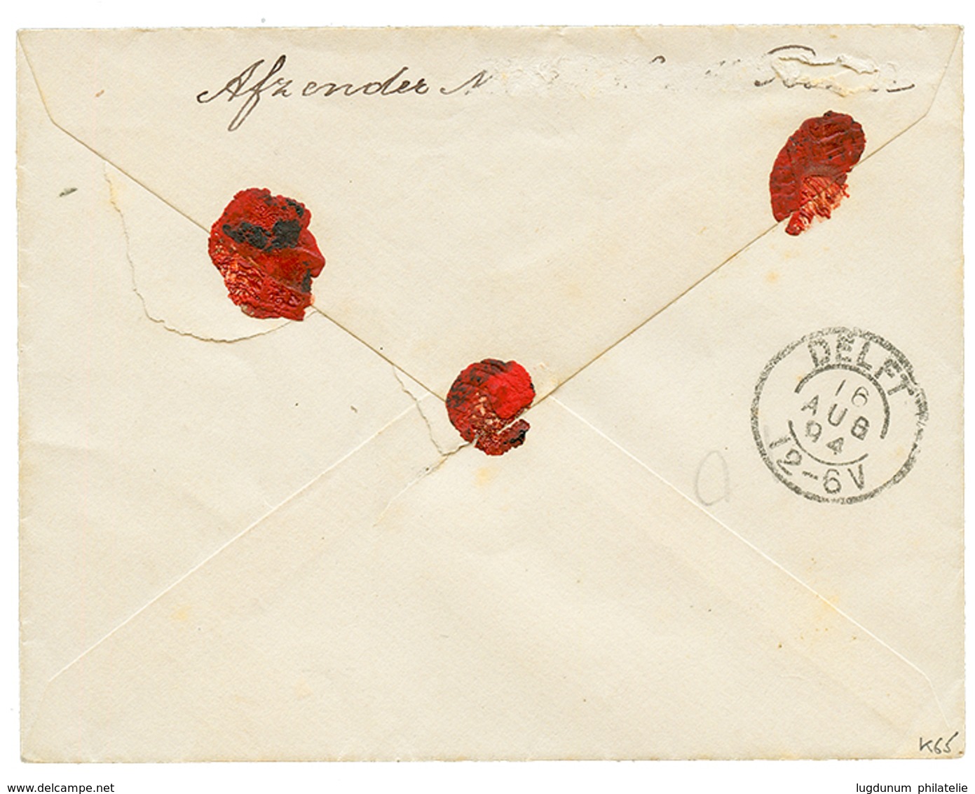 CURACAO : 1894 12 1/2c(x2) Canc. CURACAO On REGISTERED Envelope To DELFT. Superb. - Curaçao, Nederlandse Antillen, Aruba