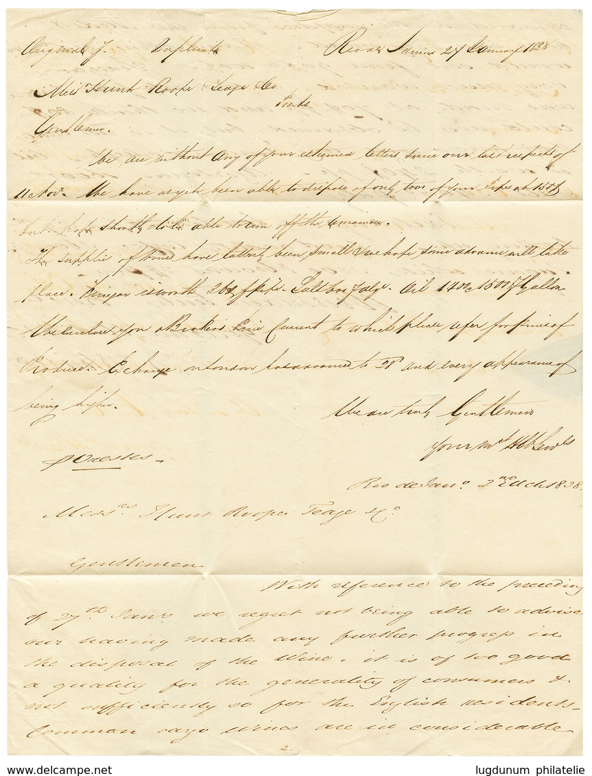 1828 BARRA PORTO + "160" Tax Marking On Entire Letter From RIO DE JANEIRO BRAZIL To PORTO. Superb. - Otros & Sin Clasificación