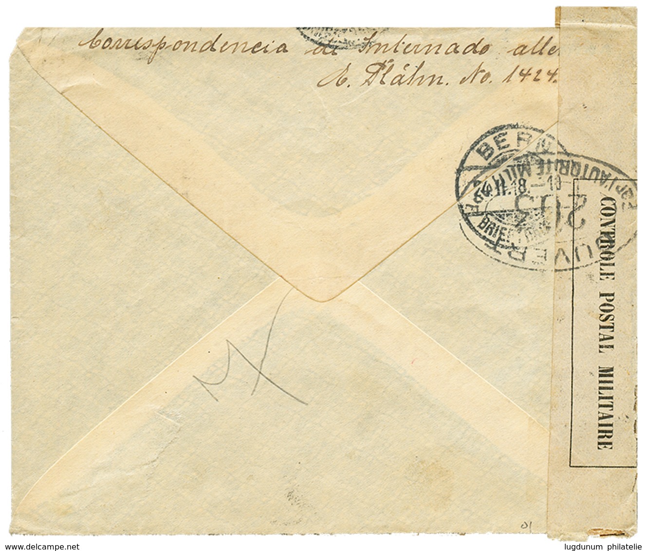 "PRISONIER DE GUERRE ALLEMAND " : 1918 Censored Envelope Via BUREAUX INTERNATIONAL DE LA PAIX + RED CROSS Cachet COMMISS - Andere & Zonder Classificatie