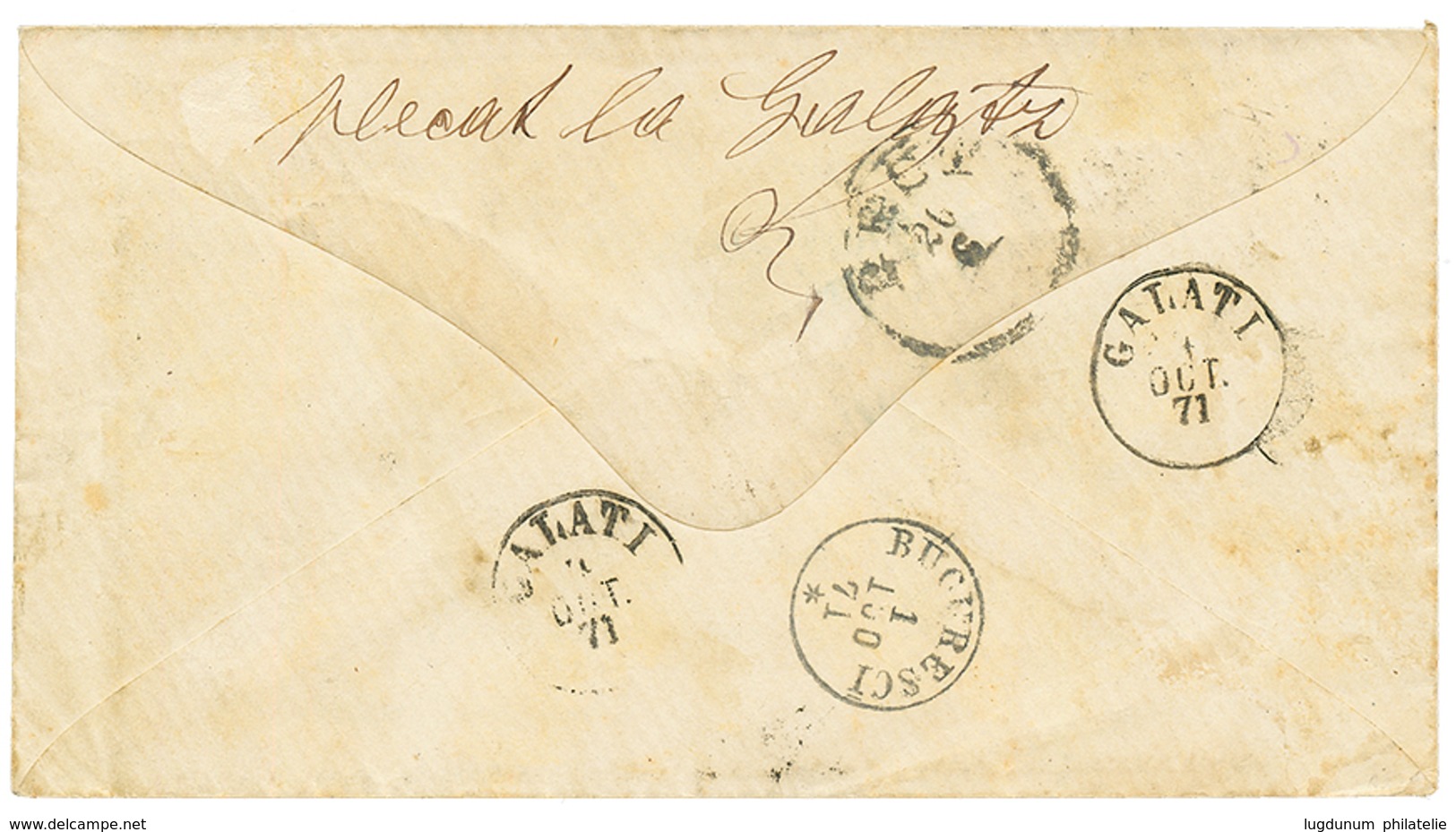 ROMANIA - Incoming Mail : 1871 ITALY 40c + Boxed TAX Marking "40 BANI" + FRANCOBOLLI INSUFFICIENTE On Cover To BUCAREST  - Autres & Non Classés